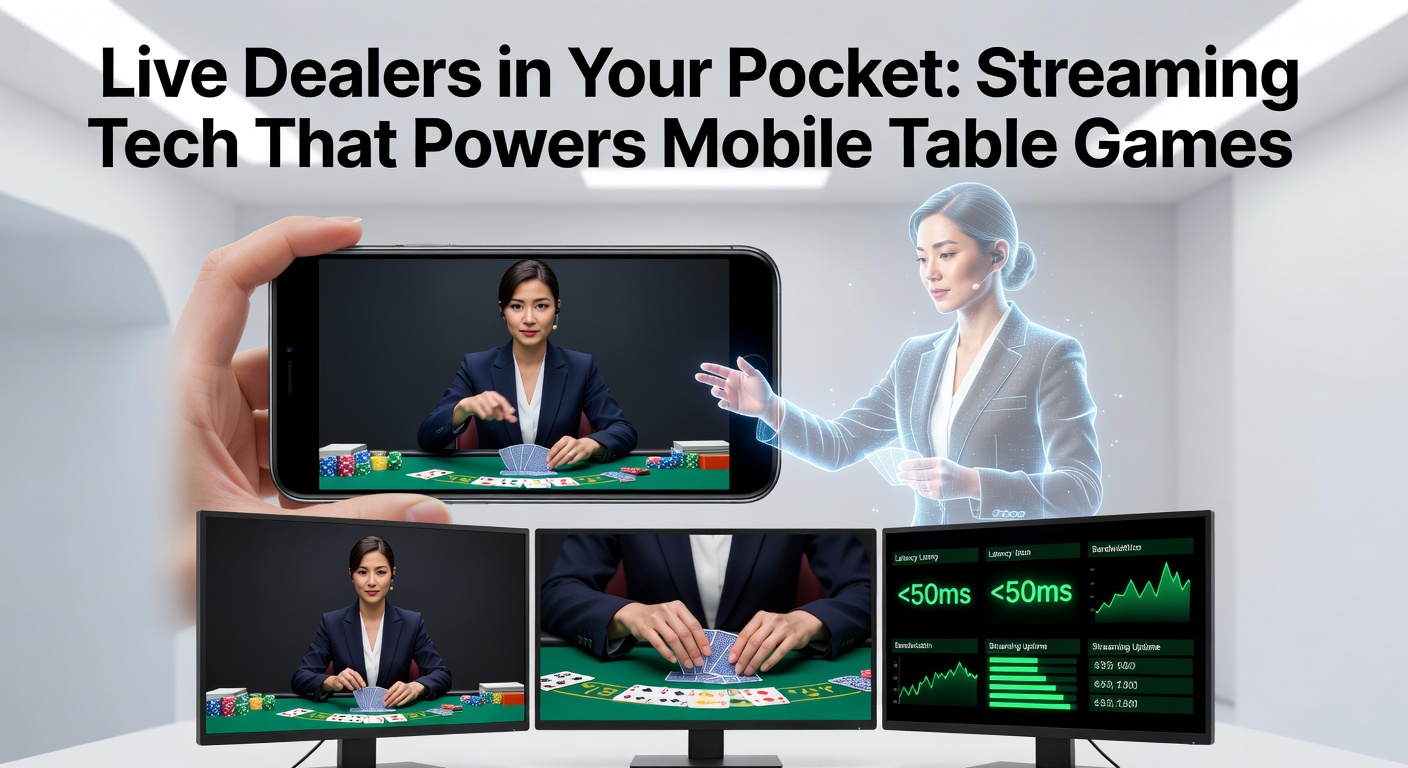 Live dealer at a blackjack table captured in high-definition stream, visible on a mobile phone screen with chat interface active