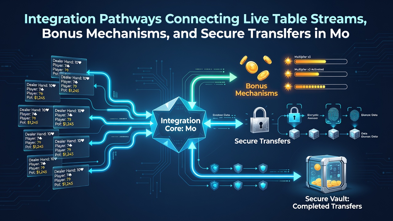Diagram of encrypted transfer pathway linked to live dealer session data