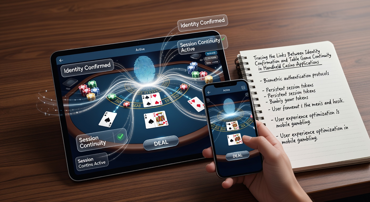 Mobile casino app interface showing identity verification screen alongside an active blackjack table on a handheld device
